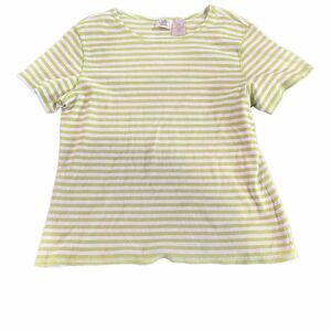 Vintage SJB Sport Womens Boxy Cotton T Shirt Green Stripe  Size Large Crewneck